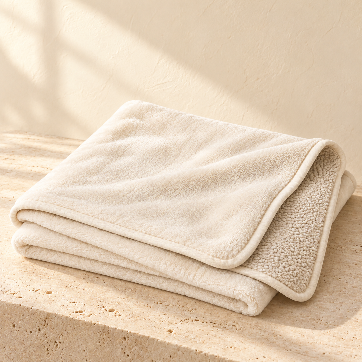 Lunaveller Double-Sided Plush Pet Blanket – Ivory Cream Soft Sherpa Throw for Cats & Dogs