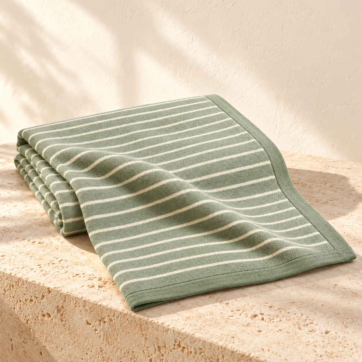 Lunaveller Sage Green Stripe Pet Blanket – Soft Knit Throw Blanket for Cats & Dogs