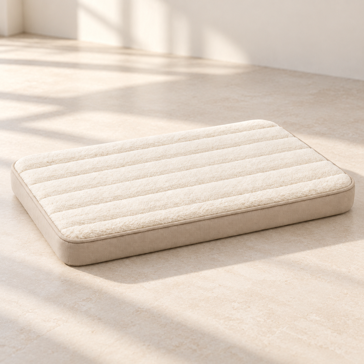 Lunaveller Cream Quilted Pet Sleep Mat – Soft Plush Cushion Pad for Cats & Dogs