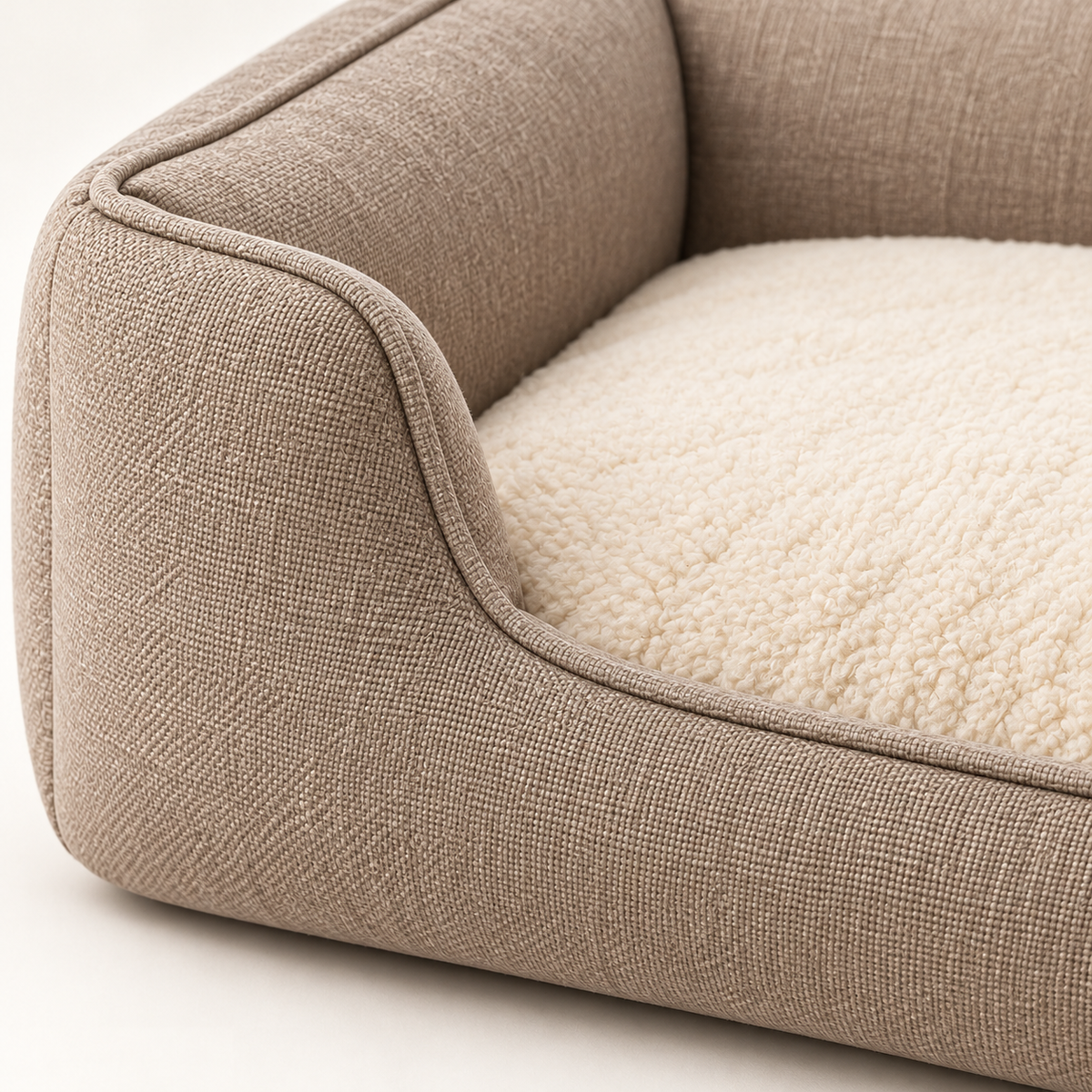 Lunaveller Cozy Bolster Pet Bed – Beige Soft Cushion Sleeping Bed for Dogs & Cats