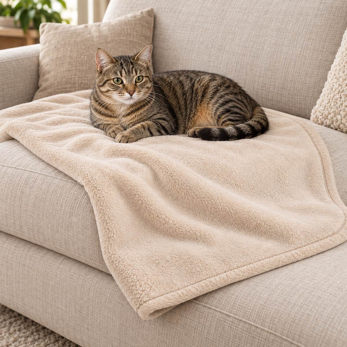 Lunaveller Soft Plush Pet Blanket – Cream Cozy Fleece Throw Blanket for Cats & Dogs