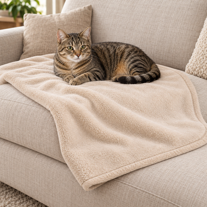 Lunaveller Soft Plush Pet Blanket – Cream Cozy Fleece Throw Blanket for Cats & Dogs