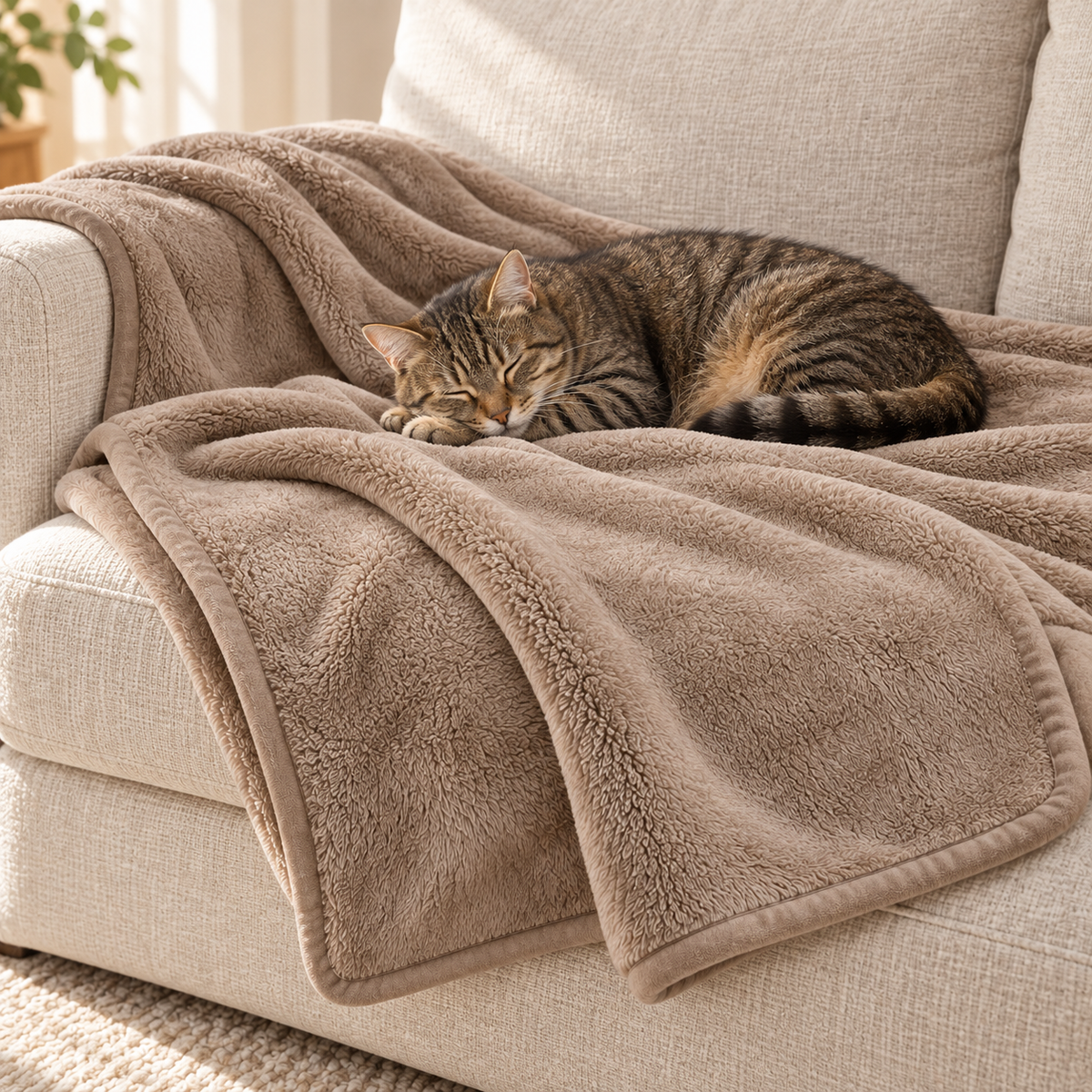 Lunaveller Soft Plush Pet Blanket – Taupe Cozy Fleece Throw Blanket for Cats & Dogs
