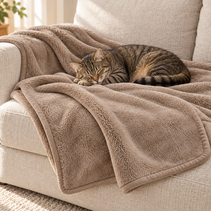 Lunaveller Soft Plush Pet Blanket – Taupe Cozy Fleece Throw Blanket for Cats & Dogs