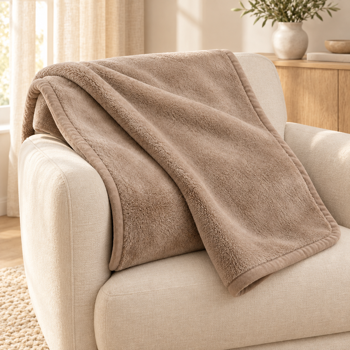 Lunaveller Soft Plush Pet Blanket – Taupe Cozy Fleece Throw Blanket for Cats & Dogs