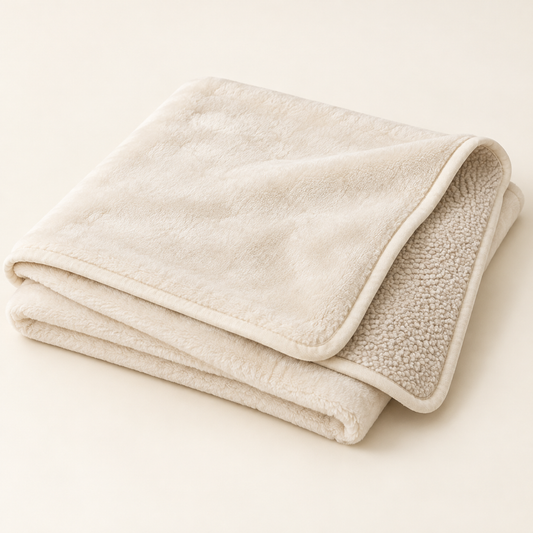 Lunaveller Double-Sided Plush Pet Blanket – Ivory Cream Soft Sherpa Throw for Cats & Dogs