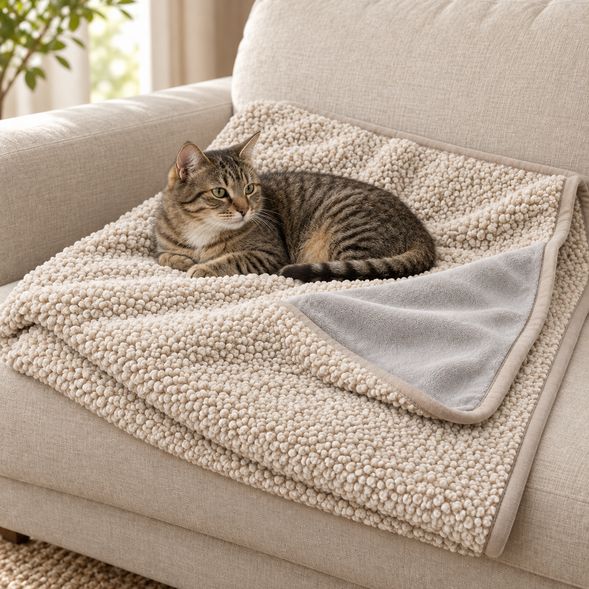 Lunaveller Sherpa Plush Pet Blanket – Double-Sided Cozy Throw Blanket for Cats & Dogs