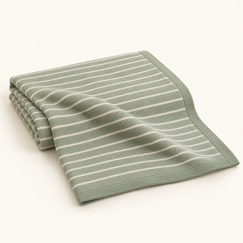 Lunaveller Sage Green Stripe Pet Blanket – Soft Knit Throw Blanket for Cats & Dogs