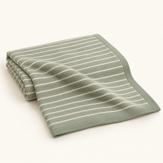 Lunaveller Sage Green Stripe Pet Blanket – Soft Knit Throw Blanket for Cats & Dogs