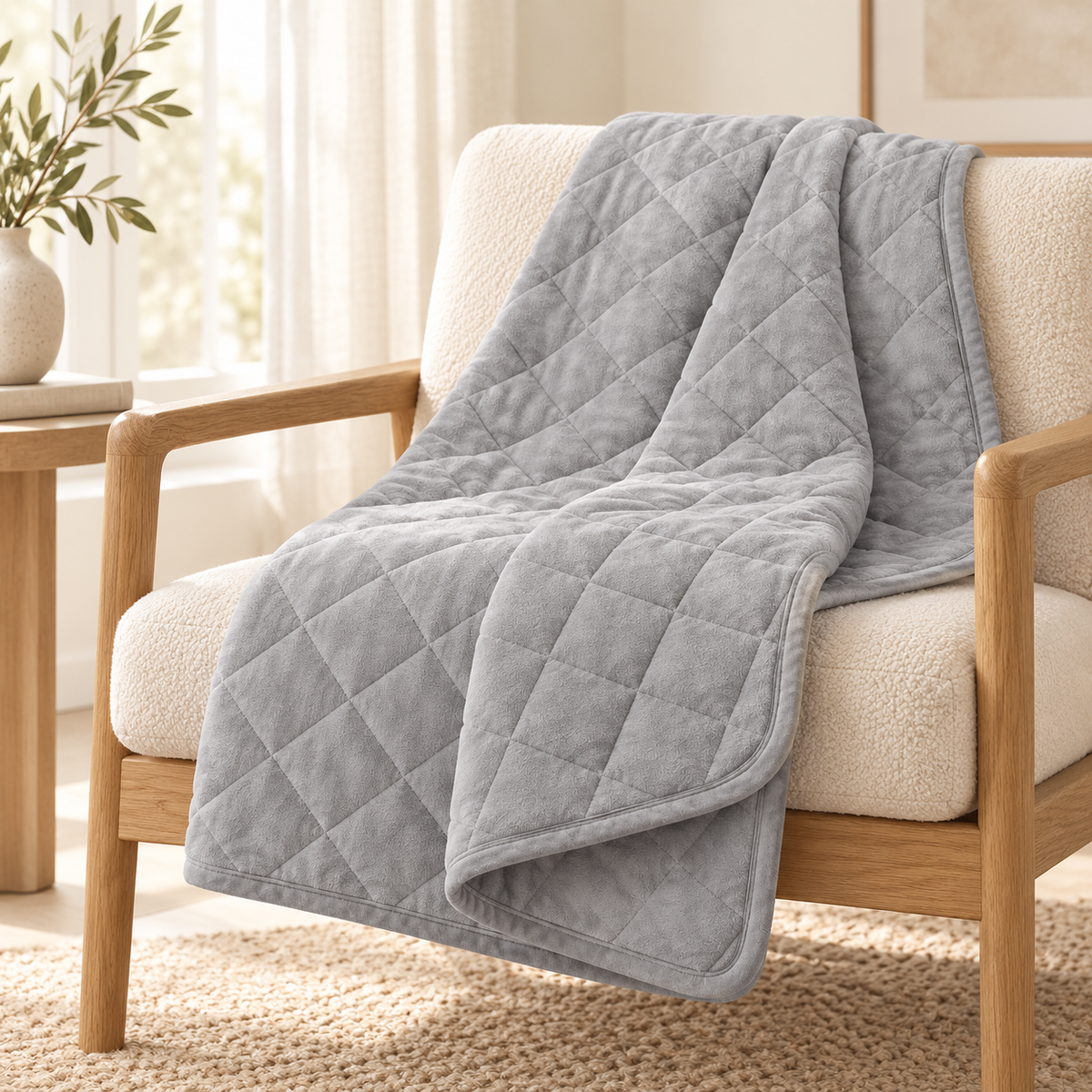 Lunaveller Quilted Gray Pet Blanket – Soft Diamond Stitch Throw Blanket for Cats & Dogs