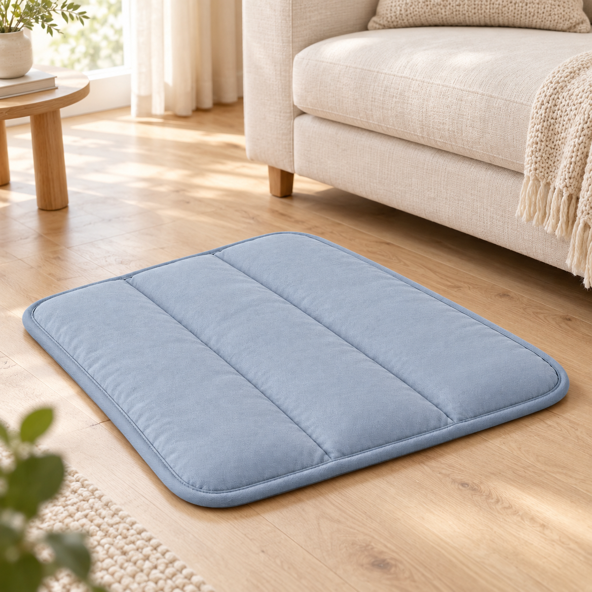 Lunaveller Quilted Light Blue Pet Sleep Mat – Soft Cushion Resting Pad for Cats & Dogs