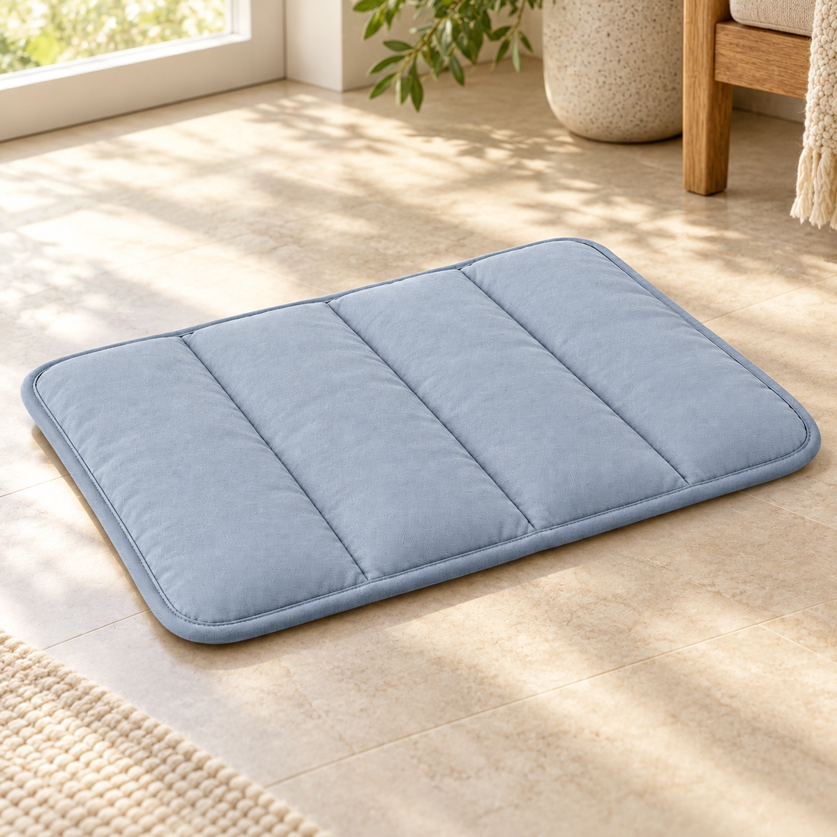 Lunaveller Quilted Light Blue Pet Sleep Mat – Soft Cushion Resting Pad for Cats & Dogs