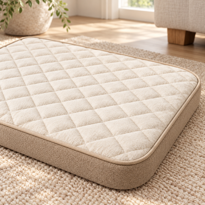 Lunaveller Quilted Cream Pet Sleep Mat – Soft Cushion Resting Pad for Cats & Dogs