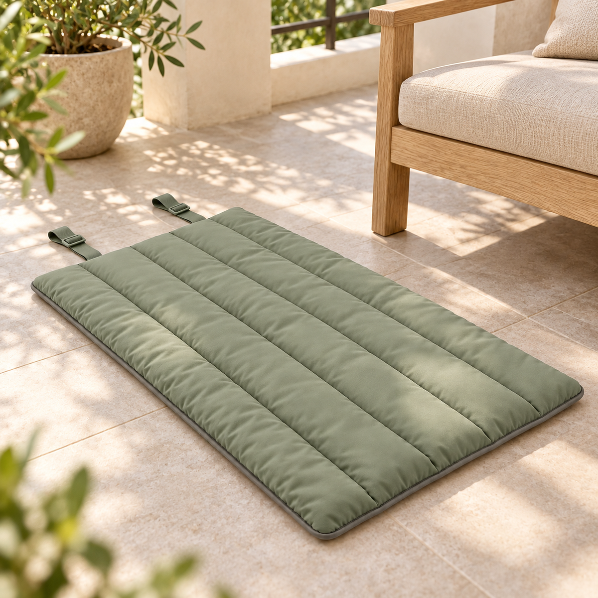Lunaveller Sage Green Quilted Pet Sleep Mat – Portable Cushion Pad for Cats & Dogs