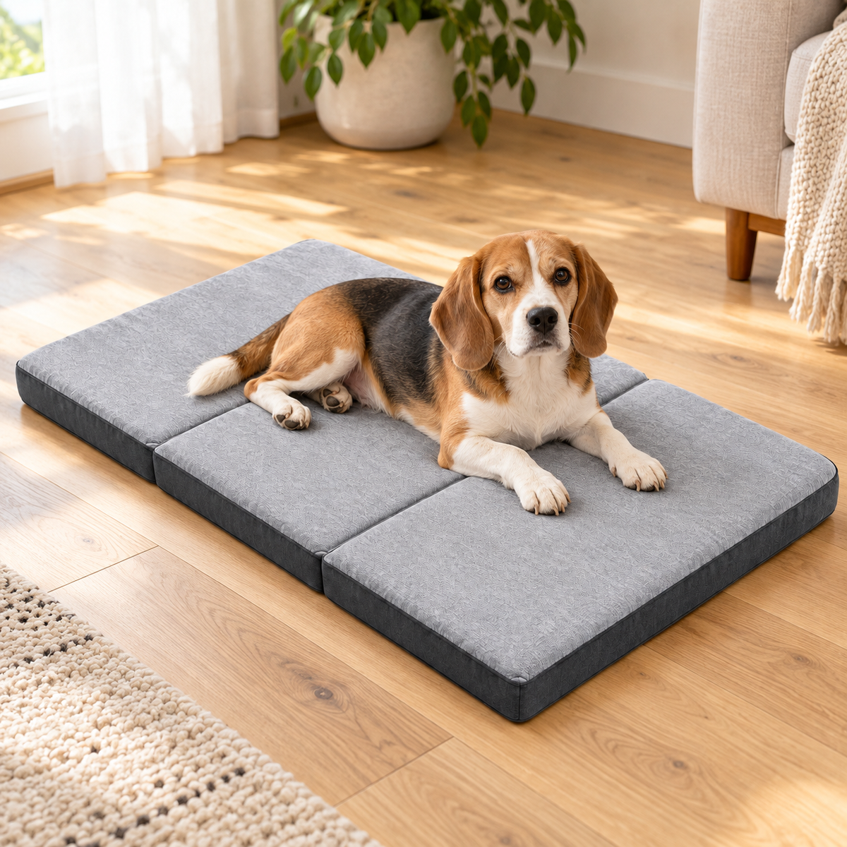 Lunaveller Foldable Gray Pet Sleep Mat – Soft Cushion Resting Pad for Cats & Dogs
