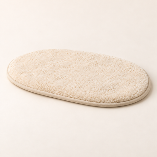 Lunaveller Oval Plush Pet Sleep Mat – Soft Cream Resting Pad for Cats & Dogs