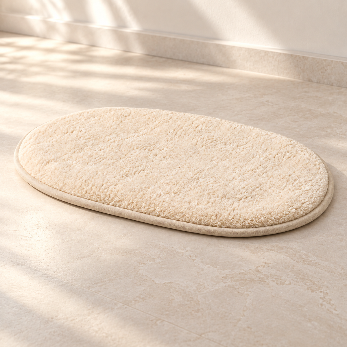 Lunaveller Oval Plush Pet Sleep Mat – Soft Cream Resting Pad for Cats & Dogs