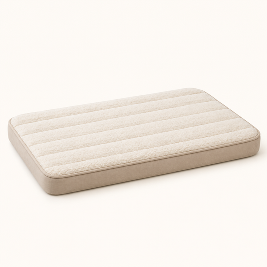 Lunaveller Cream Quilted Pet Sleep Mat – Soft Plush Cushion Pad for Cats & Dogs