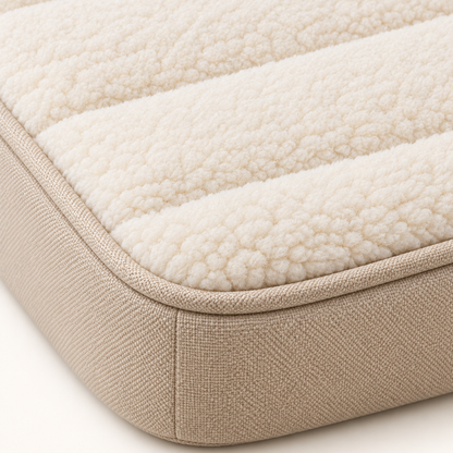 Lunaveller Cream Quilted Pet Sleep Mat – Soft Plush Cushion Pad for Cats & Dogs