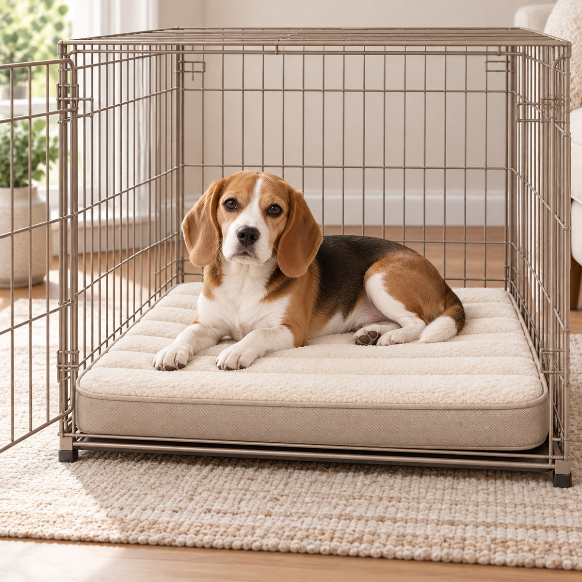 Lunaveller Cream Quilted Pet Sleep Mat – Soft Plush Cushion Pad for Cats & Dogs