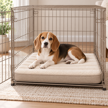 Lunaveller Cream Quilted Pet Sleep Mat – Soft Plush Cushion Pad for Cats & Dogs
