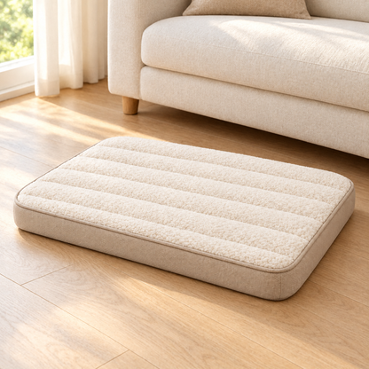 Lunaveller Cream Quilted Pet Sleep Mat – Soft Plush Cushion Pad for Cats & Dogs