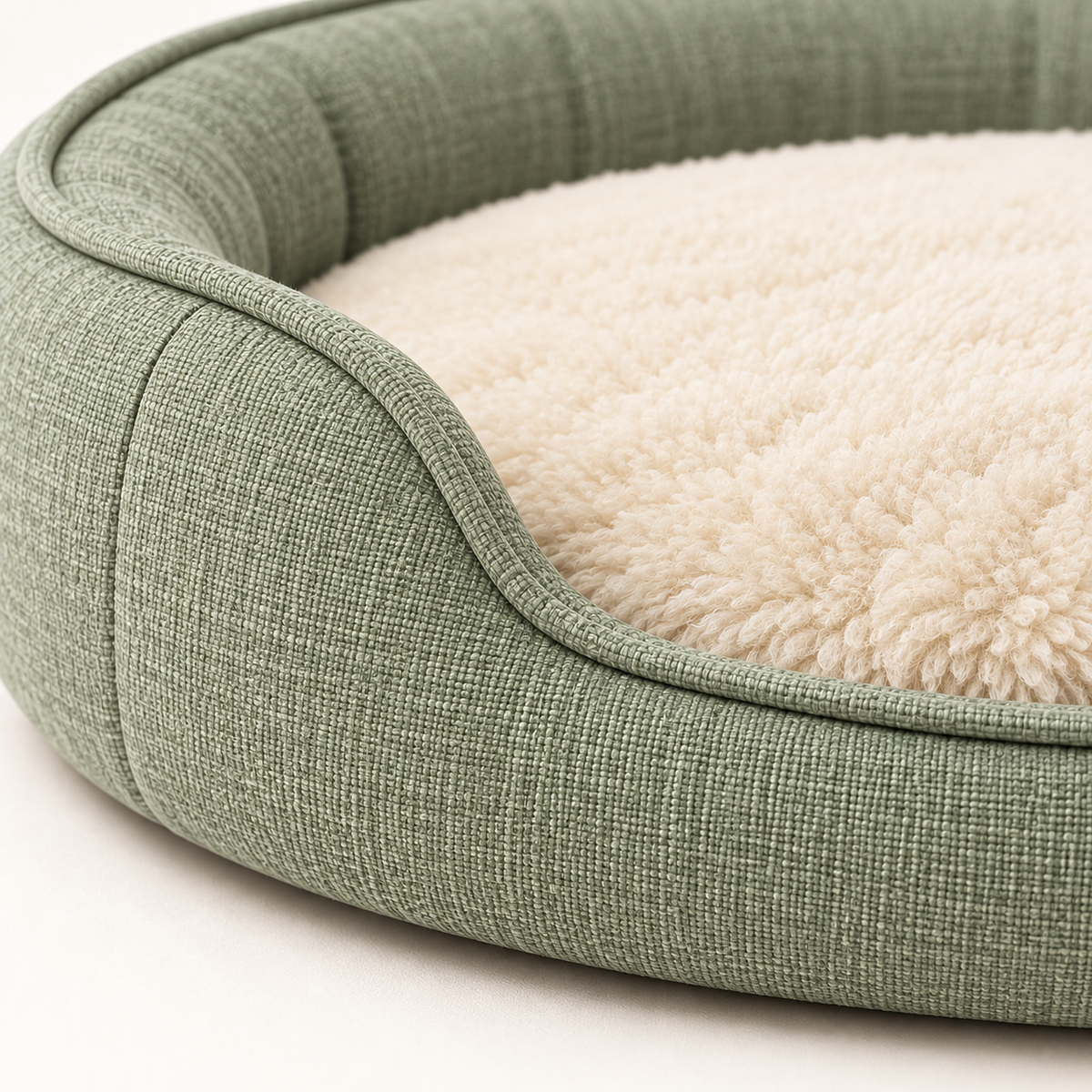 Lunaveller Round Bolster Pet Bed – Sage Green Soft Sleeping Bed for Cats & Small Dogs
