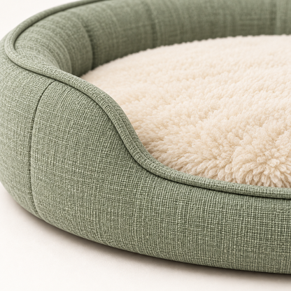Lunaveller Round Bolster Pet Bed – Sage Green Soft Sleeping Bed for Cats & Small Dogs