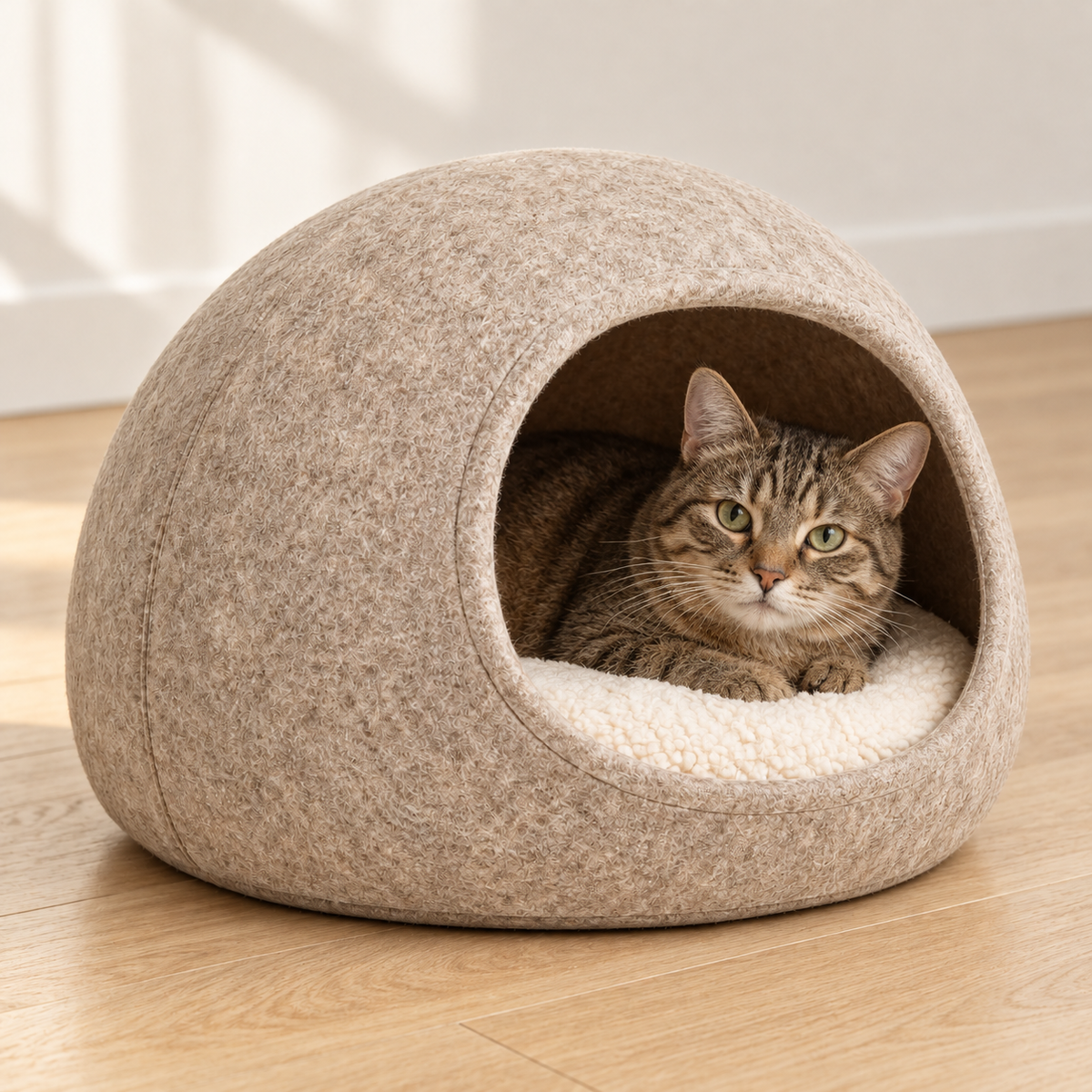 Lunaveller Cozy Dome Cave Pet Bed – Soft Covered Sleeping Bed for Cats & Small Dogs