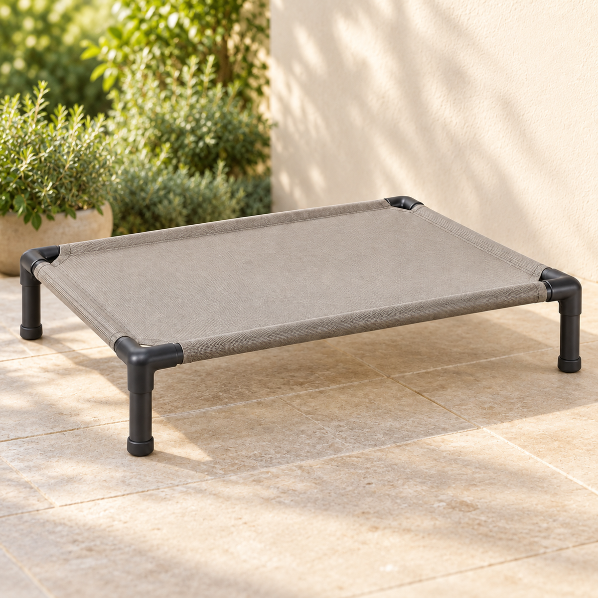 Lunaveller Elevated Mesh Pet Cot – Gray Raised Platform Bed for Dogs & Cats