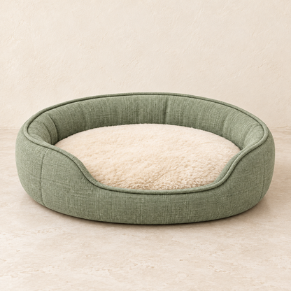 Lunaveller Round Bolster Pet Bed – Sage Green Soft Sleeping Bed for Cats & Small Dogs